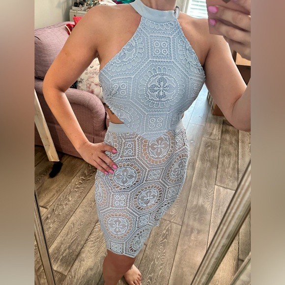 Hello Molly No Hesitation Dress - Baby Blue & Nude - Picture 3 of 14